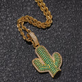 Hip-hop solid cactus zircon-encrusted pendant