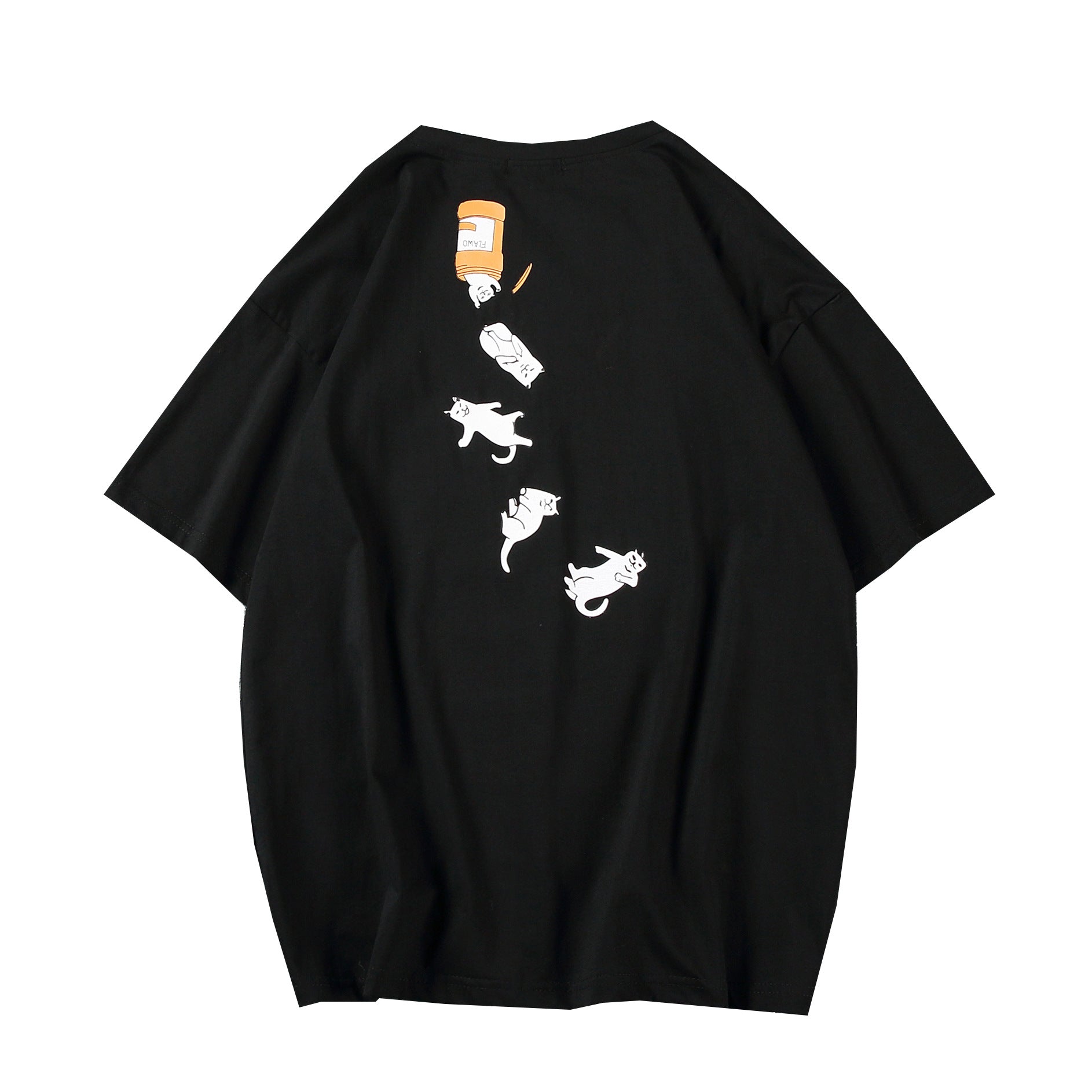 Men's Loose-Fit Cat Graphic T-Shirt Summer 2020