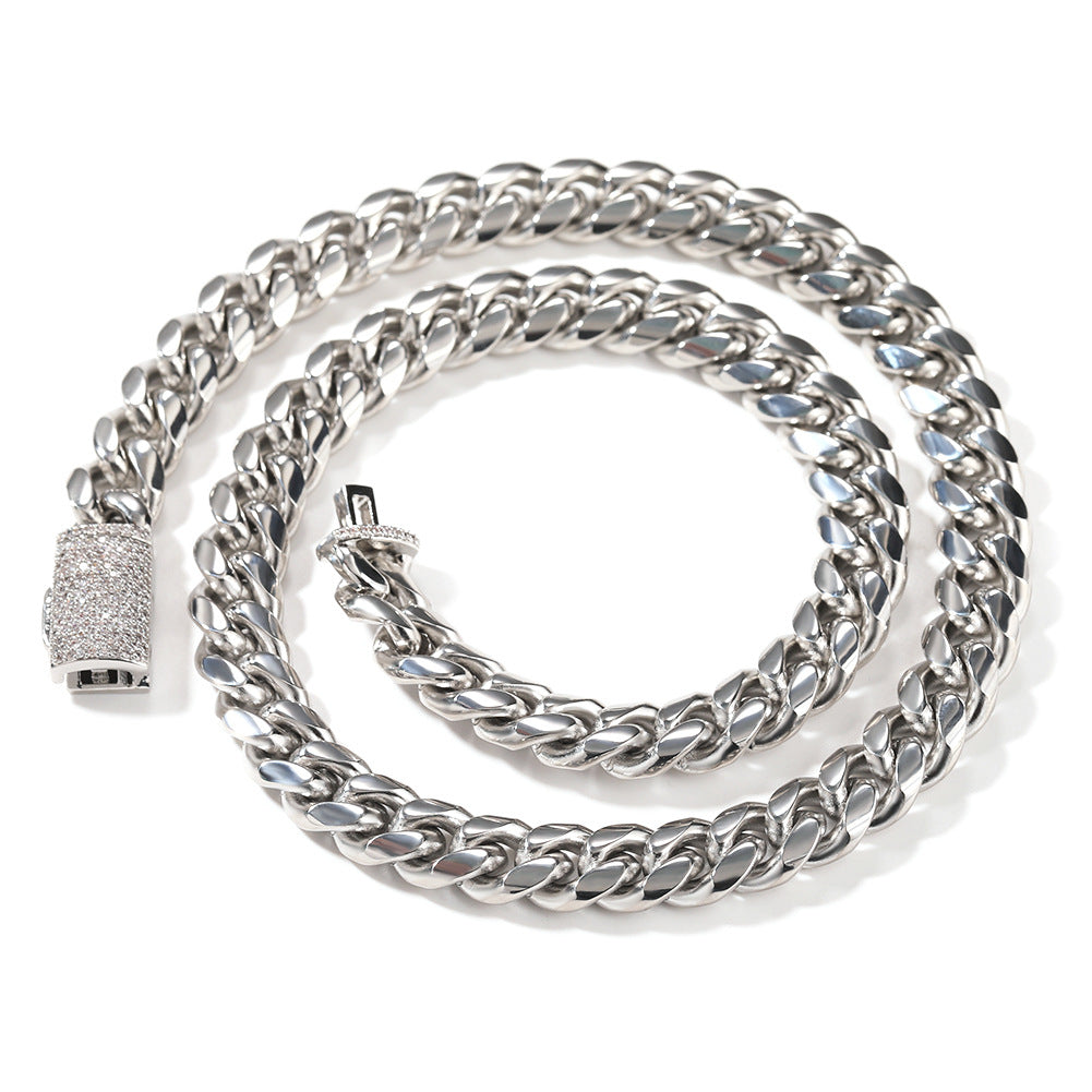 Hip-hop zircon stainless steel zircon necklace